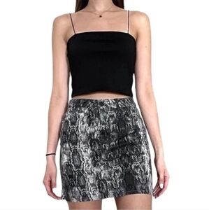 NWT Zara Denim Jean Snakeskin Skirt Women's Medium M Grey Animal Print Sexy New